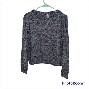 H&M DIVIDED Black White Knit Crew-Neck Sweater
